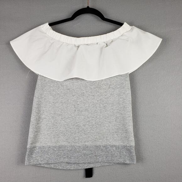 Chelsea28 Women's Size XS Bow Back Colorblock Blouse Neutral French Coquette - Picture 2 of 8